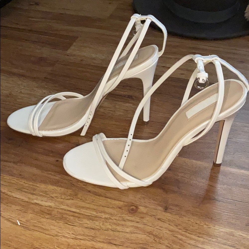 White strappy heels